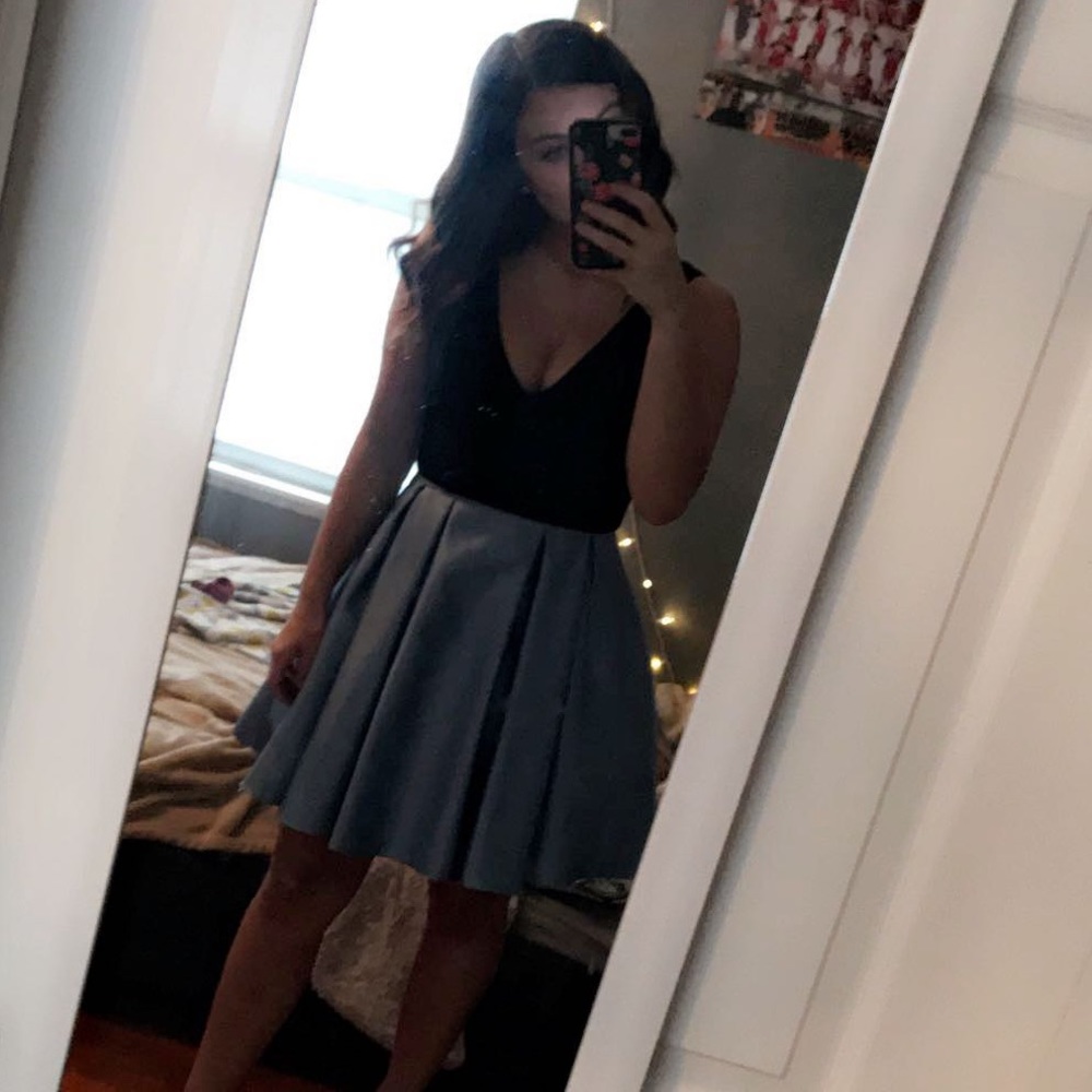 Black and blue homecoming dress